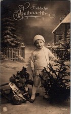 Vintage RPPC ragazzo di Natale