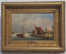 Carl E Ahrendts firmato 1822- 1898 finemente dipinto olio su cartone romantico 1850 ca.