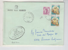REPUBBLICA CASTELLI D'ITALIA SU BUSTA DA NAVE SAN MARCO A LIVORNO RARA