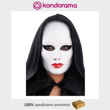 Maschera viso medio bianca femminile donna plastica domino Carnevale Halloween