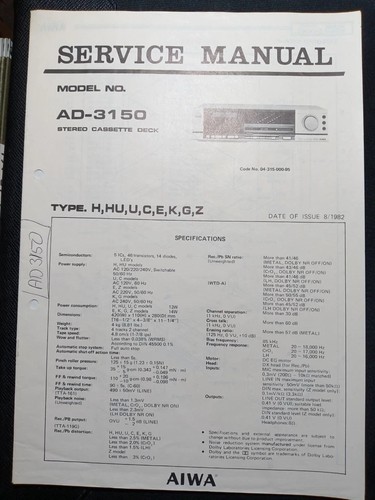 Aiwa 3150 cassette deck - aiwa,