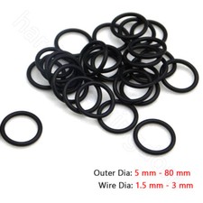 O-Ring Nitrile NBR Guarnizione Gomma Rondella Nero O Ring OD 5 mm - 80 mm WD 1,5 - 3 mm