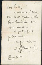 Lettera autografa di Gabriele
