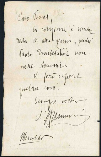 Lettera autografa gabriele - autografa, di