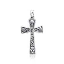Ciondolo croce teschio argento