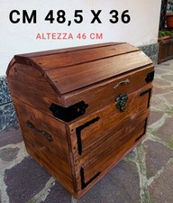 Baule Forziere In Legno Massello Scrigno Stile Pirati  Cm 48,5 X 36x Altezza 46