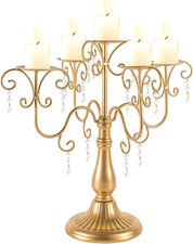 Centrotavola per Candelabri Dorati Da 38,9 Cm per Tavoli, Candelabro in Cristall