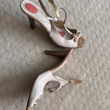 Sandalo Banfi Zambrelli bianco pelle slingback tacco alto Made in Italy misura 8,5