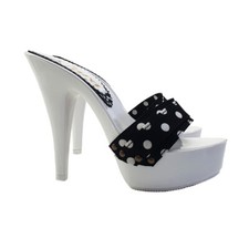 Mule bianchi Kiara Shoes con tacco 13 e fascia Nera Pois - K9401 NERO POIS