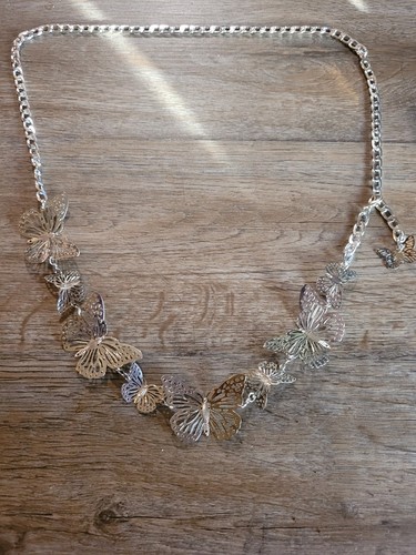 Silver tone butterfly - silver,