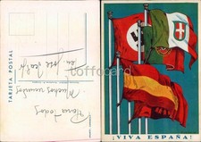 GUERRA DI SPAGNA-TARJETA POSTAL-VIVA ESPANA-BANDIERE NAZIONALISTI-C89-85