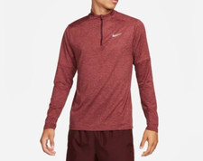 Nike Dri-FIT Element 1/2 Zip Running Long Sleeve Mens Shirt DD4756-681 Red Burgu