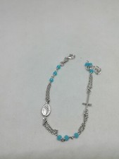 Bracciale argento  ROSARIO CROCE MADONNA TURCHESE CORALLO SFACCETTATI