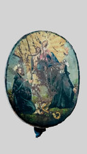 Ex voto antico su cuoio dipinta Madonna e Santi