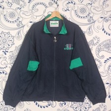 VINTAGE FELPA 90'S DIADORA BASIC MONOCROMO MINIMAL FLUO LOGO FELPA TRACKTOP RARE