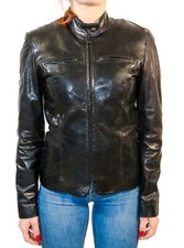 Giacca da Donna in Vera Pelle Nero Giubbotto Moto Biker Slim Fit VIETRI LEATHER