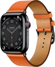 Apple Watch Series 9 Hermès 45 mm – Simple Tour, cinturino arancione 