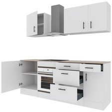 Cucina componibile completa da 220 cm moderna con cassetti e ante bianco