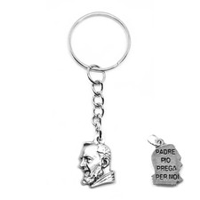 Portachiavi San PADRE PIO con Ciondolo Argento anello in Acciaio per Uomo Donna 