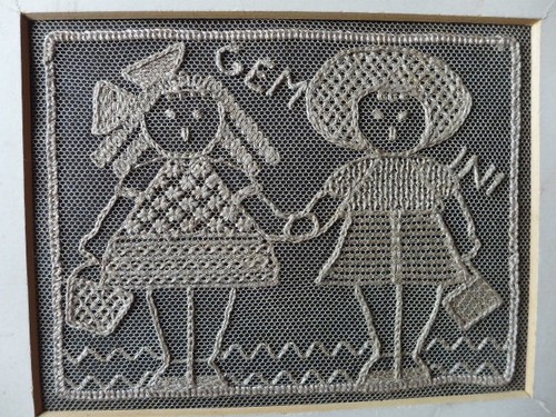 Broderie ancienne art naif - ,