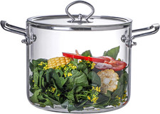 Pentola in Vetro Da 4,5 Litri Con Coperchio, Pentola in Vetro Resistente Al Calo