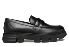 Scarpe donna Geox D46UAC mocassini bassi casual eleganti pelle slip on nere