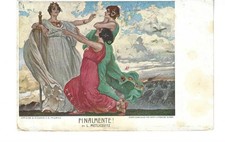 TRENTO E TRIESTE LIBERATE CARTOLINA PATRIOTTICA ILLUSTRATORE METLICOVITZ VG 1918