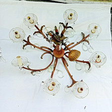 LAMPADARIO VINTAGE OTTO BRACCIA CON GOCCE CRISTALLO