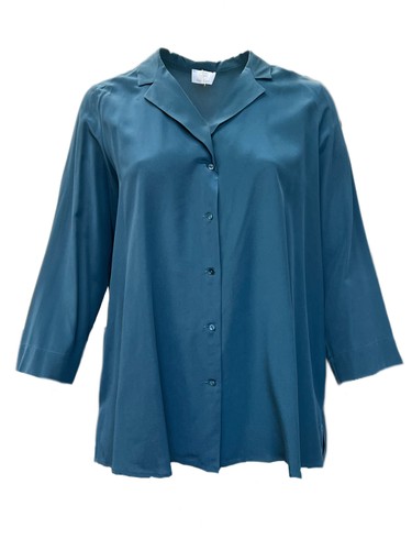 Camicia seta blu con - seta,