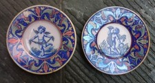 Coppia Piatti Ceramica Maiolica Lustro Daria Rubboli Gualdo Tadino? Gubbio? XIX°