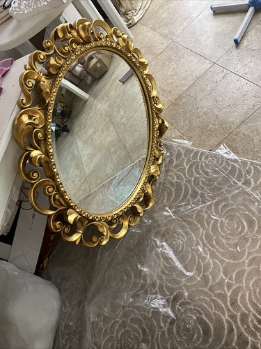 Specchio ovale foglia - specchio, oro