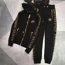 TUTA GOLD PHILIP PLEIN SKULL STRASS ORO PANTALONI TRACKSUIT PHILIPP JOGGER NEW