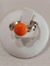 Lotto anello donna con vero corallo montato in argento fatto in Italia