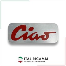 TARGHETTA SCRITTA ADESIVO SERBATOIO PIAGGIO CIAO C9 C7 ROSSO 70 X 28 MM