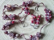 COLLANA A Grappoli Fatta A Mano All'uncinetto Con Cristalli 