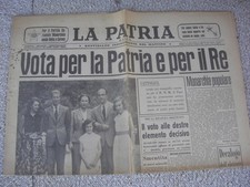1953 giornale d'epoca LA PATRIA - savoia elezioni monarchia-giornale completo