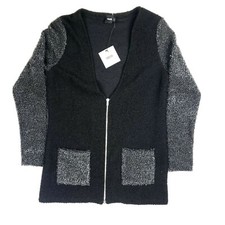 Cardigan ASOS nero grigio colorblock full zip lungo cerniera davanti taglia 8