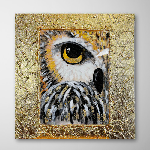 Quadro gufo oro - , 50x50