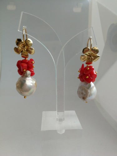 Orecchini con perla - , naturale