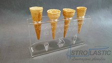 Espositore porta coni gelato da banco in plexiglas 4 fori