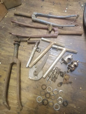 LOT OF VINTAGE TANDEM BICYCLE PARTS,FORKS,BB AXLES &CUPS,ECCENTRICS,BEARING RACE