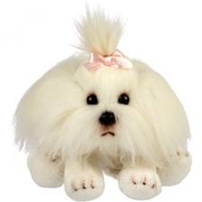 Shih Tzu Giocattolo Morbido / Peluche - Cane Piccolo Seduto - Bianco - Da Regali Suki - Nuovo con etichette