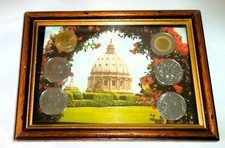VINTAGE- QUADRETTO SOUVENIRS VATICANO-IOANNES PAULUS II - 6 MONETE