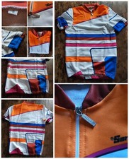 MAGLIA ? CICLISTA manica corta ITALY felpa SANTINI zip T-SHIRT tasche elastico 