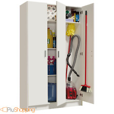 ARMADIO MOBILE MULTIUSO ARMADIETTO IN LEGNO BIANCO 3 ANTE 5 RIPIANI PORTASCOPE