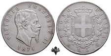 REGNO D'ITALIA 5 lire 1874 Milano ARGENTO Scudo Vittorio Emanuele II