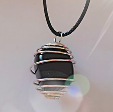 Collana Ciondolo Tormalina Nera spirale protegge da energie negative Cristallo