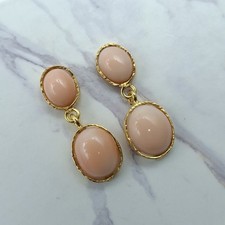 Orecchini A SPOLA Corallo Del Jiapone Pelle D'Angelo Rosa Argento 925 CABOCHON