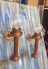 Coppia Lampade Basculanti Da Parete In Ottone Vetro Recupero Barca A Vela Epoca