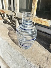 VASO VETRO DI MURANO MASSIMO LUNARDON 80s LAVORAZIONE A SPIRALE FIRMA SUL FONDO